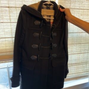 Burberry Brit Black Coat with Classic Check Lining